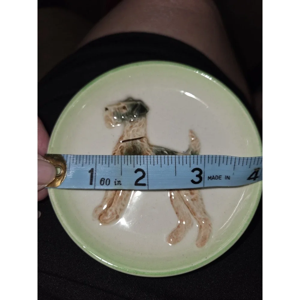 Vintage Occupied Japan Terrier,  Dish Rosetti Dog Show Premium